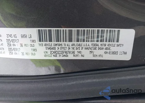 2015 Dodge Grand Caravan Sxt from USA, damaged, VIN 2C4RDGCG5FR670106